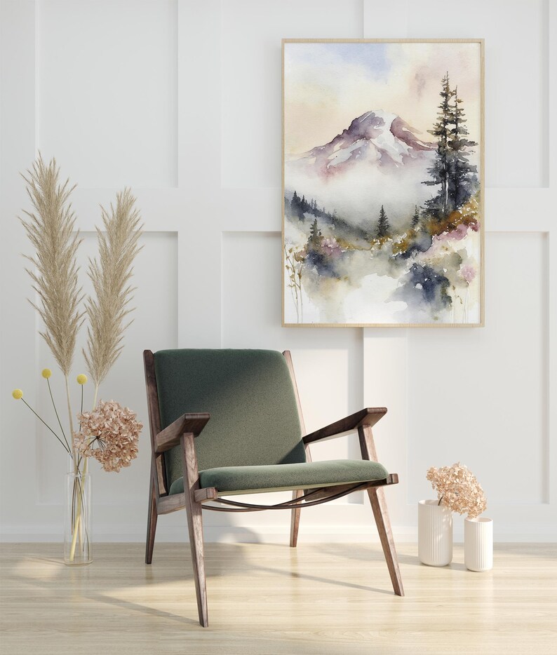 Mount Rainier Painting National Park Art Mountain Watercolor Mountains Landscape Nature Art print image 10