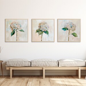 Hydrangea Set of 3 Oil Paintings Floral Wall Art Flowers Artwork ...