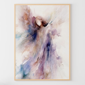 Angel Art Print Religious Painting Abstract Angel Wall Art Guardian Angel Art Print