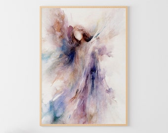 Angel Art Print Religious Painting Abstract Angel Wall Art Guardian Angel Art Print