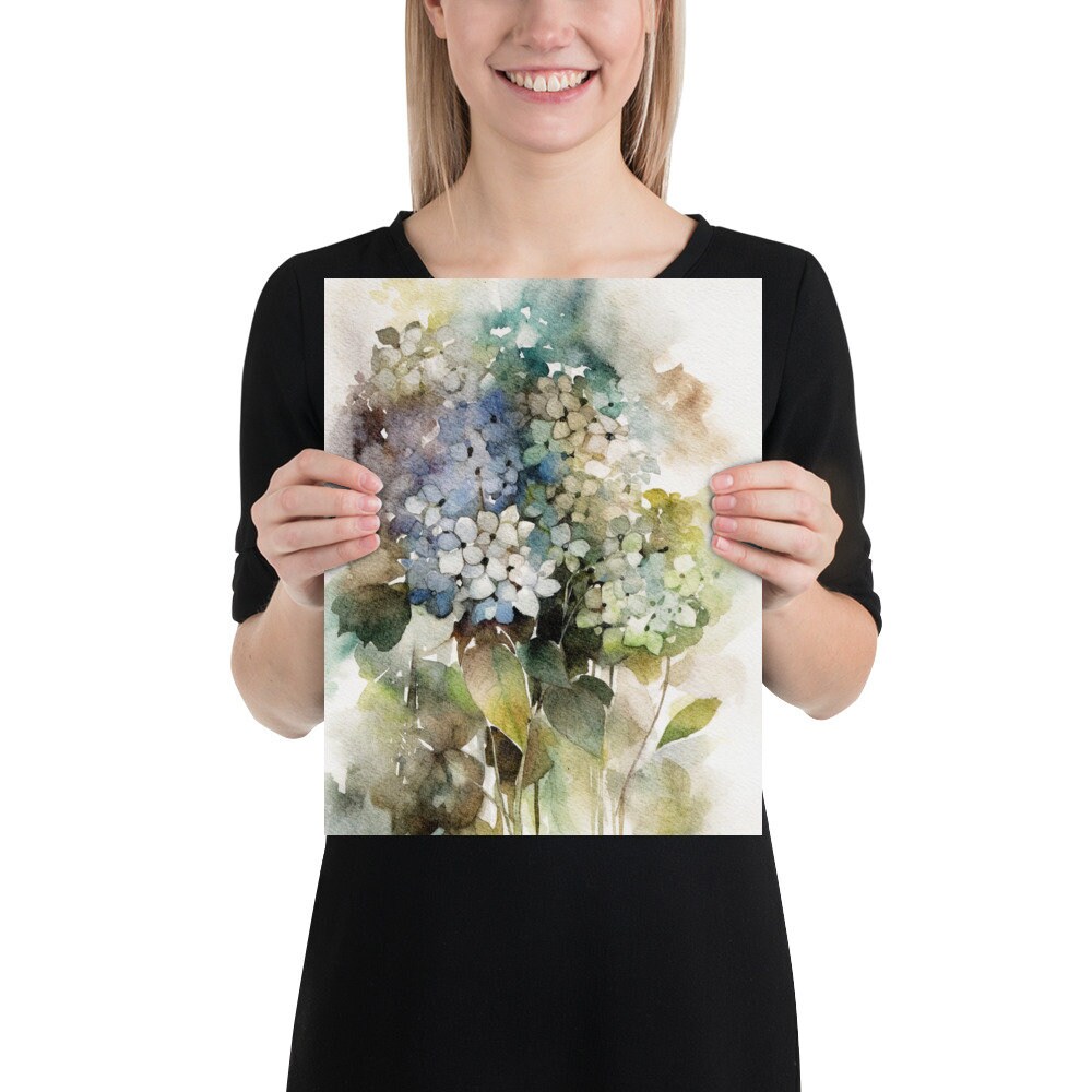 Hydrangea Watercolor Art Print Flowers Painting Floral Wall Decor - Etsy