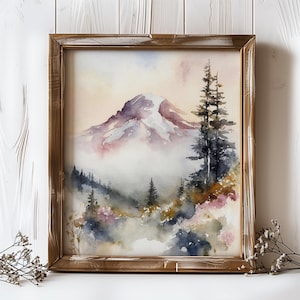 Mount Rainier Painting National Park Art Mountain Watercolor Mountains Landscape Nature Art print image 4