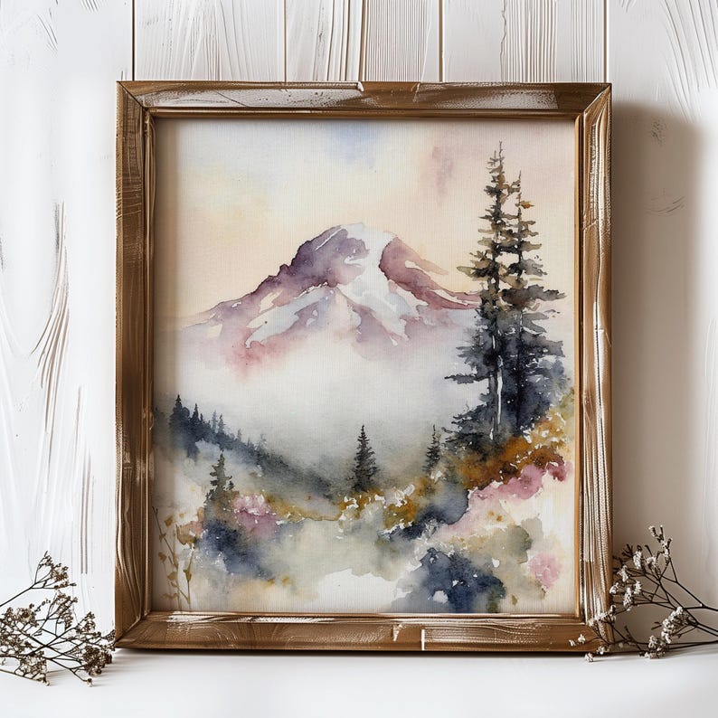 Mount Rainier Painting National Park Art Mountain Watercolor Mountains Landscape Nature Art print image 4