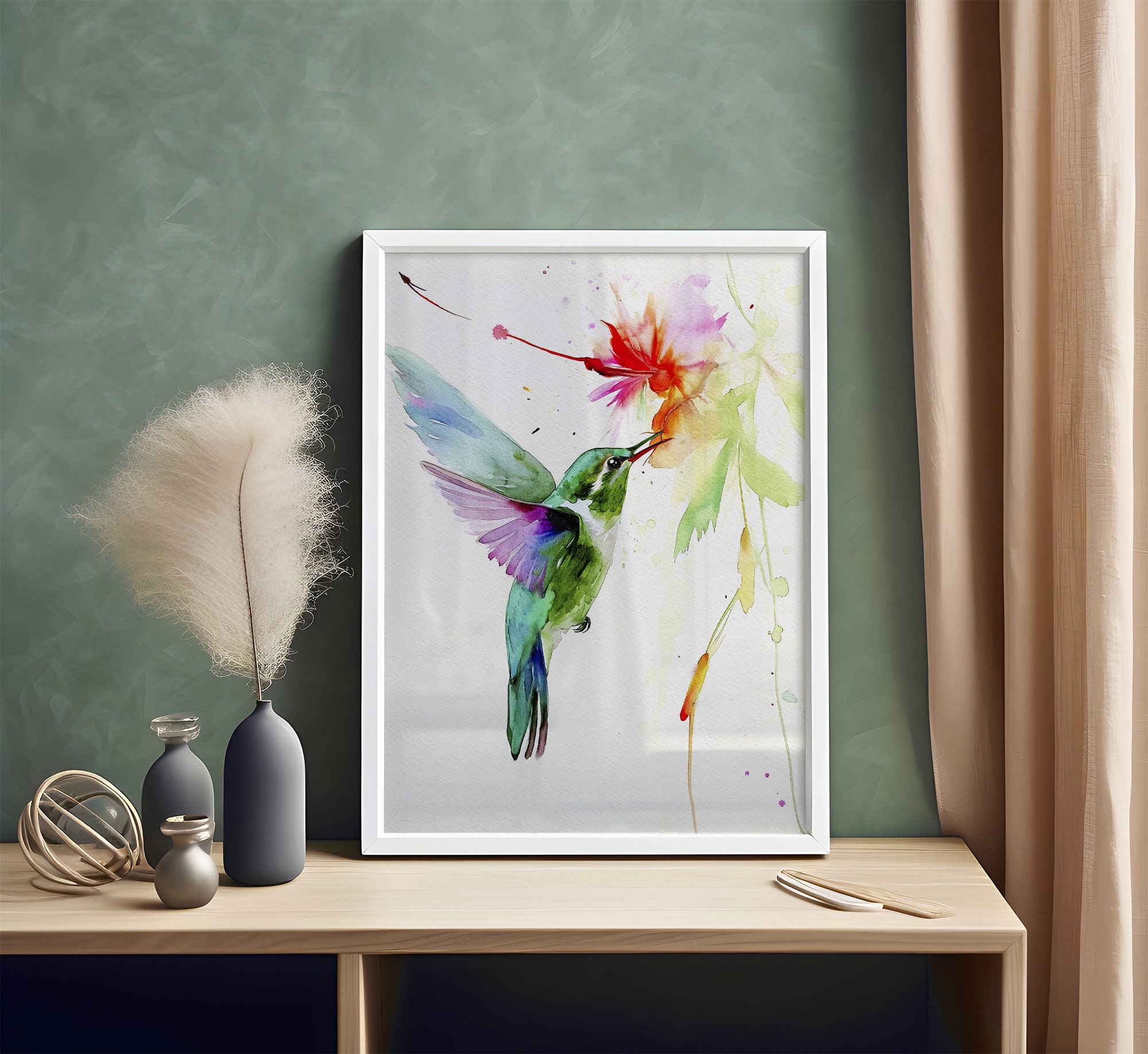 Impression sur Verre 100x40cm Tableaux Image Photo colibri