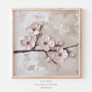 Stampa a olio di fiori di ciliegio, arte murale floreale neutra, pittura di sakura, decorazione murale primaverile, albero in fiore, STAMPA da un dipinto a olio originale