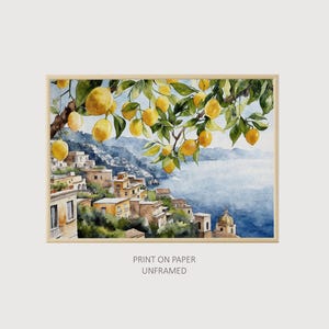 Positano Watercolor Painting Lemon Tree Artwork Italian Cityscape Wall Art Amalfi Coast Poster image 3