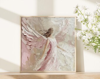 天使の油絵プリント：宗教的な壁画、守護天使のアートワーク - Etsy 日本