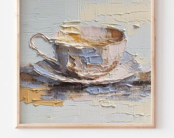 Coffee Cup Oil Print Still Life Painting Kitchen Food Art
