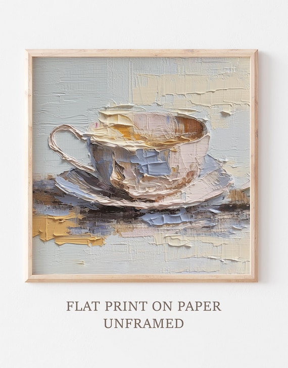 コーヒーカップ油絵静物画キッチンフードアート - Etsy 日本