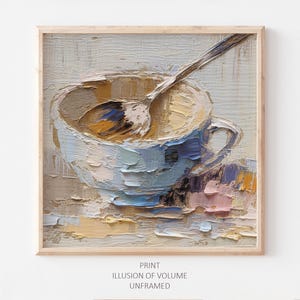 Tea Cup Oil Painting Food Artwork Kitchen Wall Art Dining PRINT from an oil painting