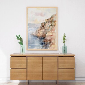 Amalfi Coast Watercolor Painting Positano Art Print Italian Landscape Italy Old Town Poster image 6