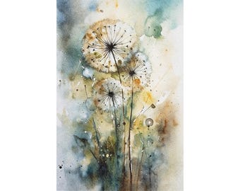 Dandelions Painting Wildflowers Watercolor Floral Art Print Flowers Wall Art