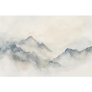 Little Cottonwood Canyon Watercolor Painting Mountain Ranges Art Print Utah Landscape Neutral Calm Wall Art Minimalist Mountains Poster