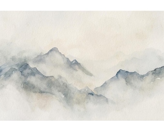 Little Cottonwood Canyon Watercolor Painting Mountain Ranges Art Print Utah Landscape Neutral Calm Wall Art Minimalist Mountains Poster