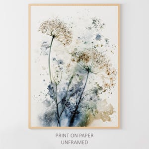 Queen Anne&#39;s Lace Watercolor Painting Wildflowers Art Print Floral Wall Art Flowers Poster