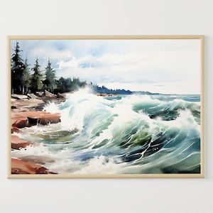 Deer Isle Watercolor Painting Marine Beach Landscape Barred Island Art Print Coastal Wall Art