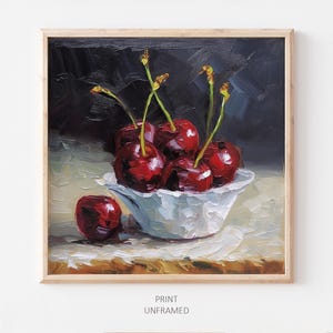 Cherry Oil Print Fruits Painting Still Life Wall Art Cherry Berries PRINT from an oil painting