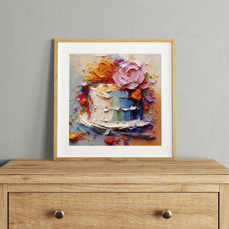 Cake Oil Painting Still Life Artwork Food Wall Art Kitchen PRINT from an oil painting image 3