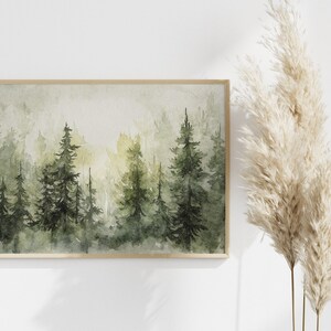 Pine Forest Watercolor Painting Pine Trees Art Print Evergreen Trees ...