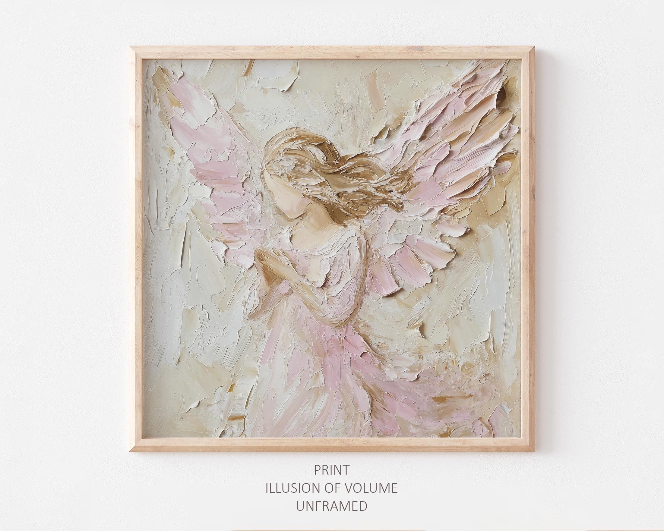 Christmas Angel Oil Painting Angel Artwork Religious Wall Art Guardian Angel PRINT from an oil painting