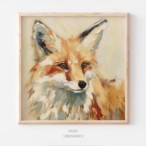 Impresión al óleo de zorro rojo Pintura de animales salvajes Arte de pared de vida silvestre Impresión de zorro a partir de una pintura al óleo