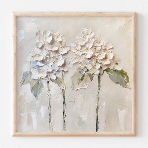 Hydrangea Oil Painting Floral Wall Art Flowers  Artwork Neutral Beige Botanical PRINT from an original oil painting