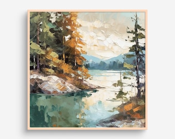 Tahoe Lake Oil Painting National Park Artwork California Landscape Wall Art Lake PRINT from an oil painting