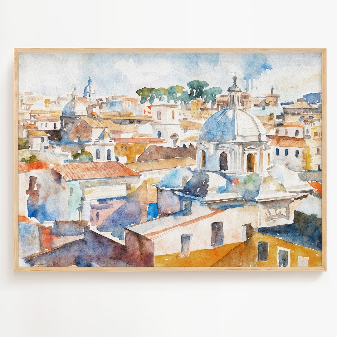 Rome Watercolor Art Print Italy Painting Italian Cityscape Rome ...