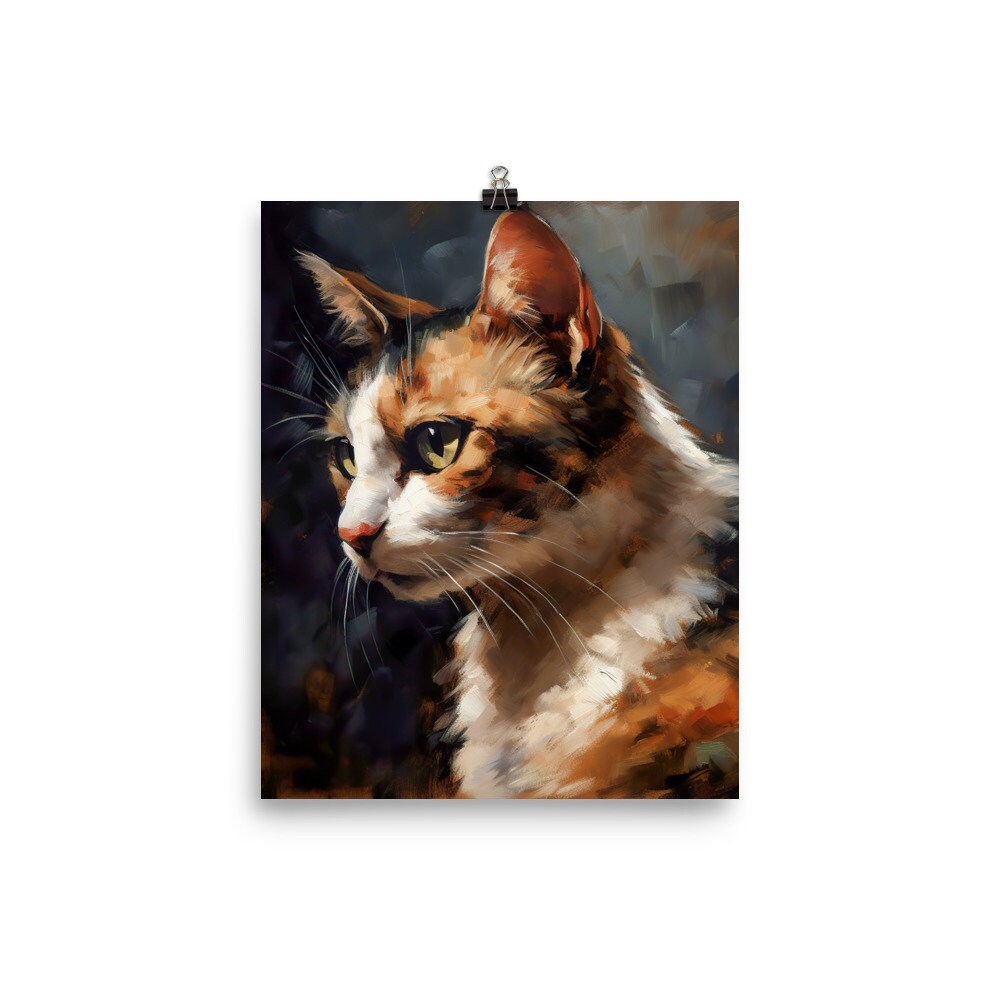 三毛猫のアートプリント：ジクレー版画のペットの肖像画 - Etsy 日本