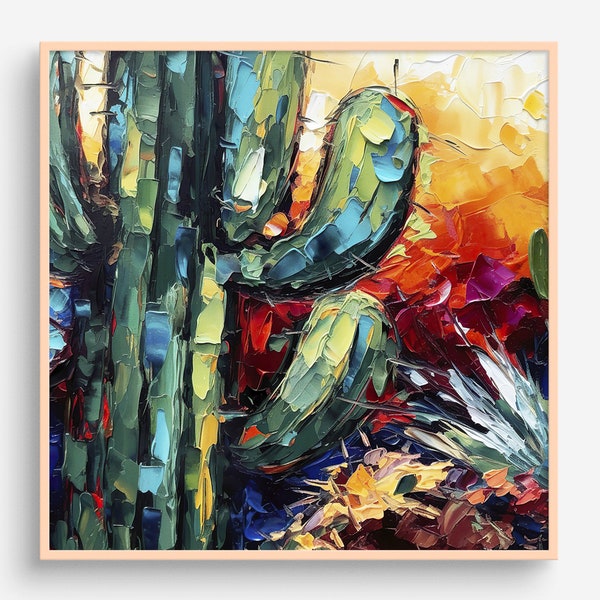 Cactus Oil Painting Desert Wall Art Cacti Artwork Botanical PRINT from an oil painting