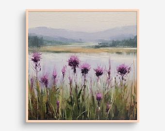 Thistle Flowers Oil Painting Scottish Landscape Wildflowers Wall Art Flowers PRINT from an oil painting