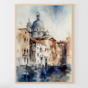 Venice Cityscape Italy Watercolor Painting Italian Town Wall Art Travel Poster Venice Art Print
