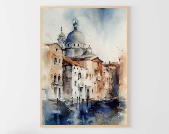 ヴェネツィア イタリア 水彩画：イタリアの街並みの風景画 - Etsy 日本