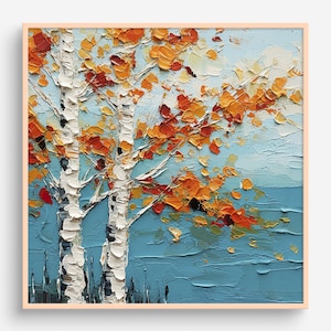 Birch Oil Print Fall Tree Painting Autumn  Wall Art Tree PRINT from an oil painting