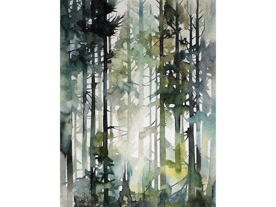 Stampa artistica da parete con paesaggio ad acquerello con