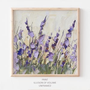 Lavendel Öldruck Wildblumen Wand Kunst Sommer Wiese Gemälde Bauernhaus Wand Dekor Blumen DRUCK von einem original Ölgemälde