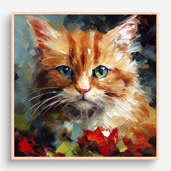 Cute Kitten Oil Painting Ginger Cat Art Print Pets Wall Art Animals PRINT from an oil painting