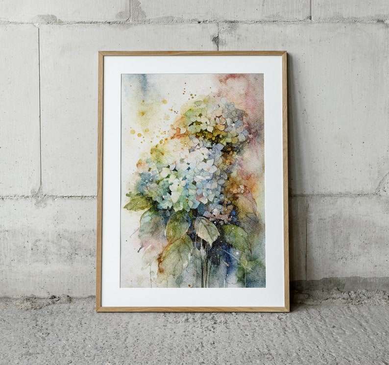 Hydrangea Watercolor Art Print Floral Painting Flowers Wall Art ...