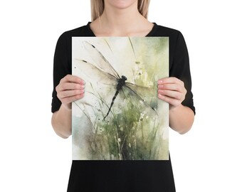 トンボの絵画 植物の水彩画 昆虫のアートワーク トンボのアート