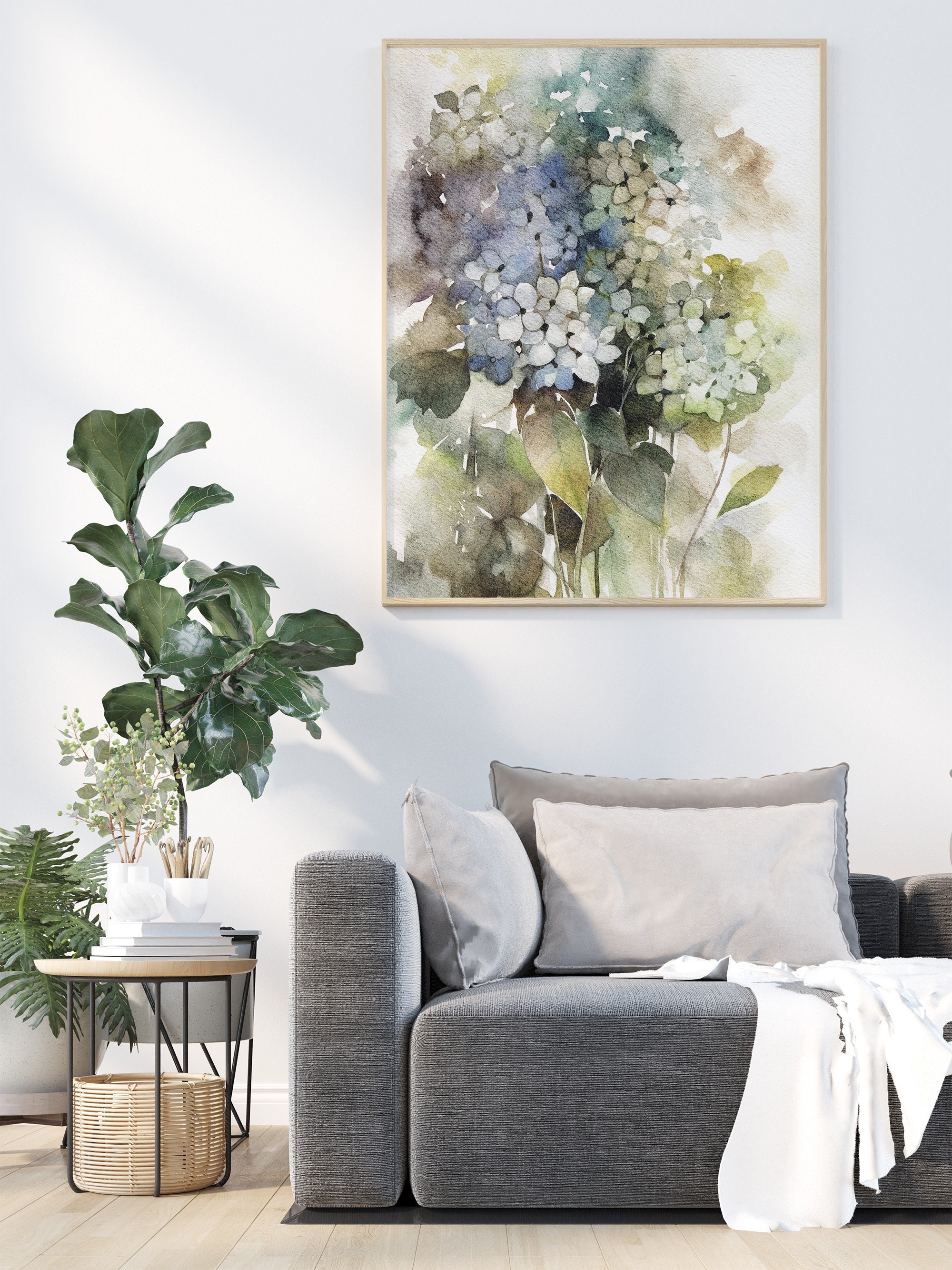 Hydrangea Watercolor Art Print Flowers Painting Floral Wall Decor - Etsy