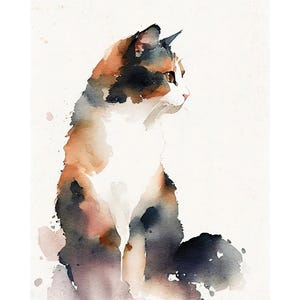 三毛猫のアートプリント：ジクレー版画のペットの肖像画 - Etsy 日本