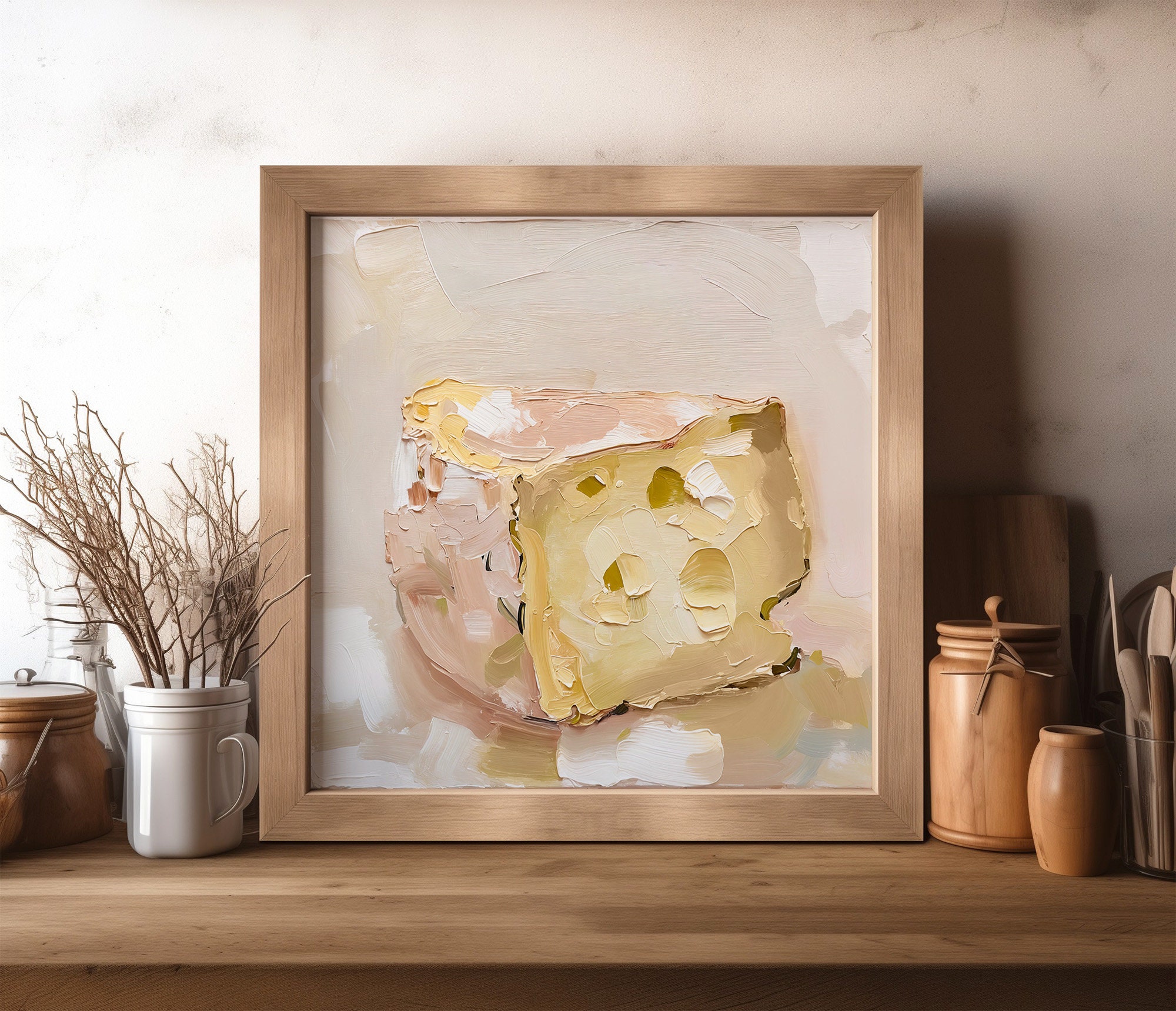 チーズオイルオイルプリントデザート絵画食品アートワークキッチン