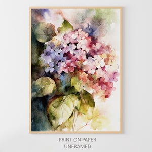 Hydrangea Painting Floral Watercolor Flowers Wall Art Botanical Art Print