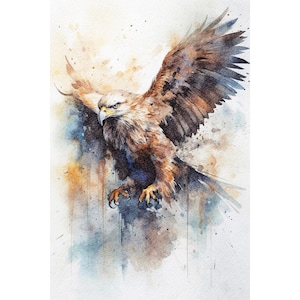 Bald Eagle Watercolor Painting Wildlife Artwork Wild Bird Art Print Animals Wall Art American Bald Eagle Art