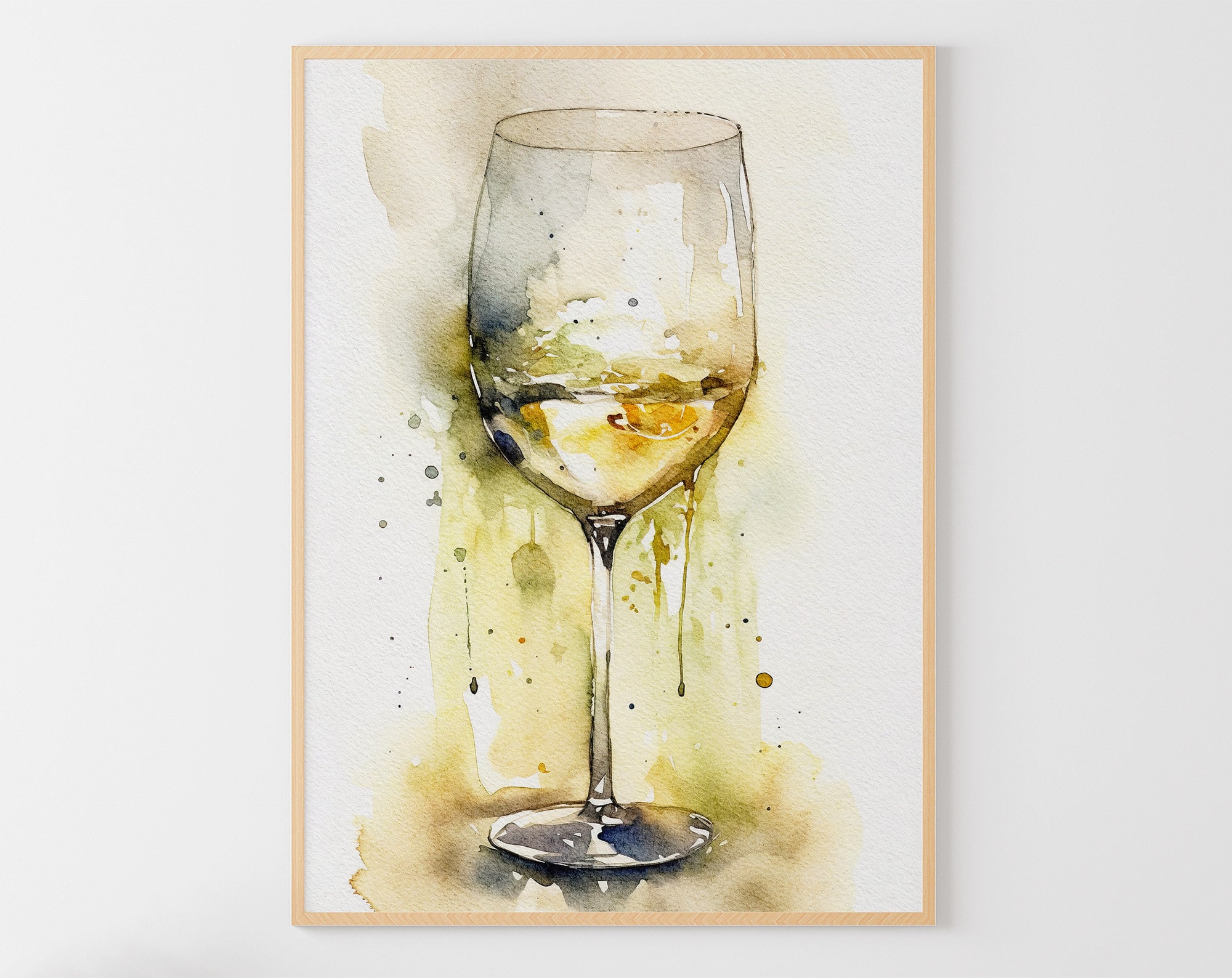 White Wine Watercolor Painting Kitchen Bar Art Print Wine Art - Etsy