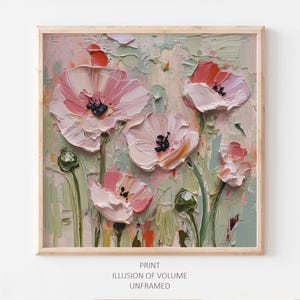 Poppy olieverfschilderij wilde bloemen kunstwerk bloemen muurkunst bloemen PRINT van een olieverfschilderij