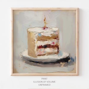 Birthday Cake Oil Painting Dessert Artwork Kitchen Wall Art Cake PRINT from an oil painting