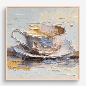 Coffee Cup Oil Painting Food Artwork Kitchen Wall Art Dining PRINT from an oil painting