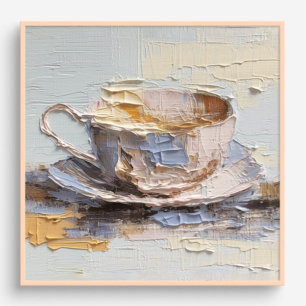 Coffee Cup Oil Painting Food Artwork Kitchen Wall Art Dining PRINT from an oil painting