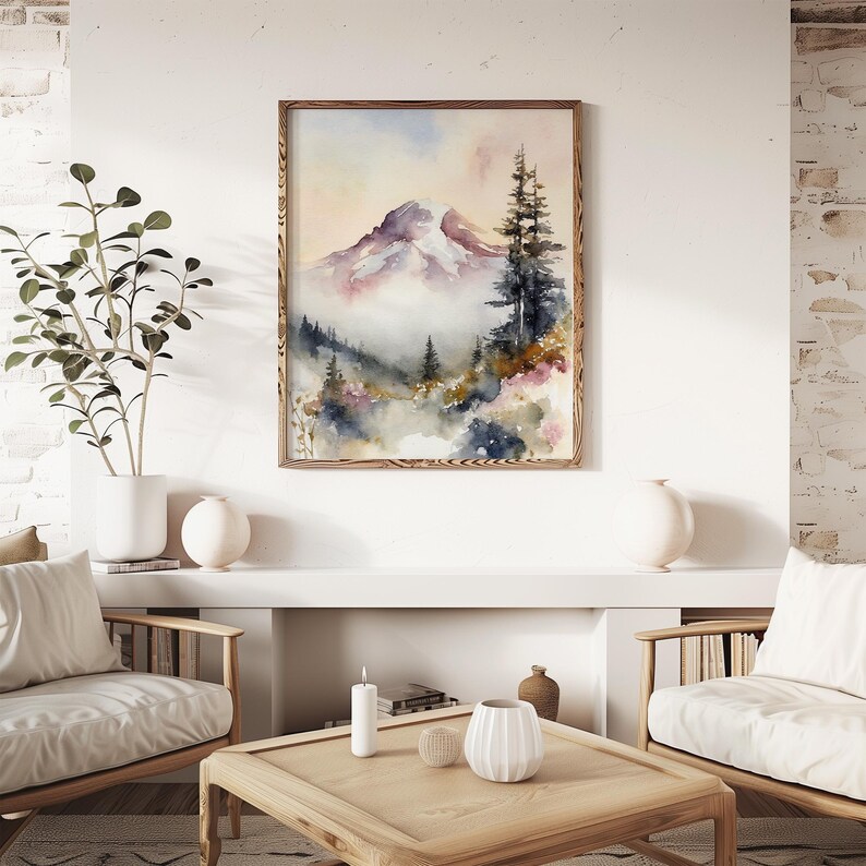 Mount Rainier Painting National Park Art Mountain Watercolor Mountains Landscape Nature Art print image 11